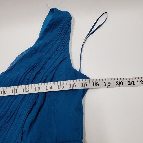J Crew Silk Dress Lined V Neck Back Sleeveless Teal Blue Size 12 Petite - Picture 9 of 15